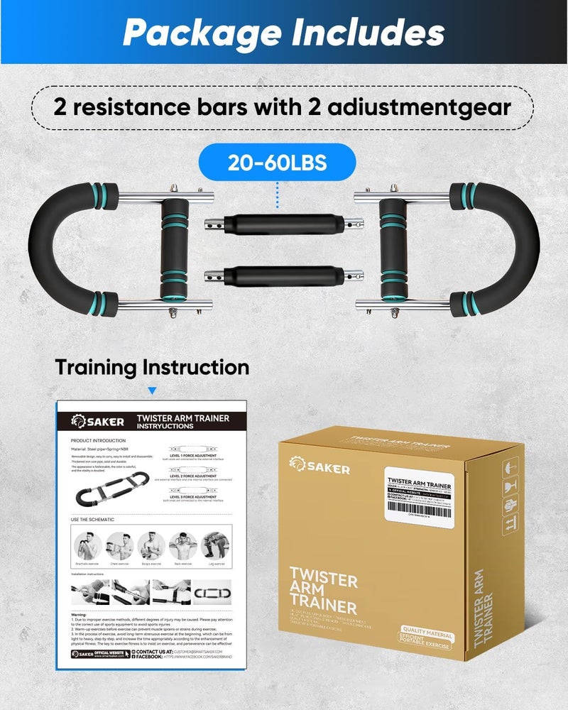 Saker 2026 New PowerTwist Arm Trainer, Adjustable Forearm Strengthener, Arm Exercise and Chest Workout Equipment for Home Gym, for Men, Ideas for Fitness Enthusiasts - Image 2
